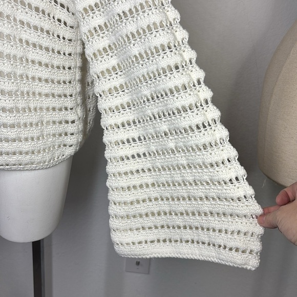 H&M Openwork Round Neck Dropped Shoulder crochet look Knit Top size M - Picture 3 of 9